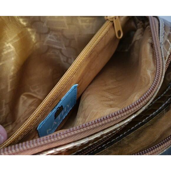 Kathy Van Zeeland Womens Pocketbook Golden Honey Croco Embossed Organizer Bag - Picture 15 of 16